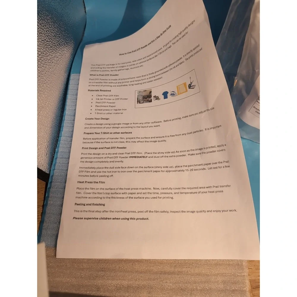Dtf Transfer Film & Powder Bundle 30xa4‎ Dtf Sheets 500G Stf Powder 1 Bag